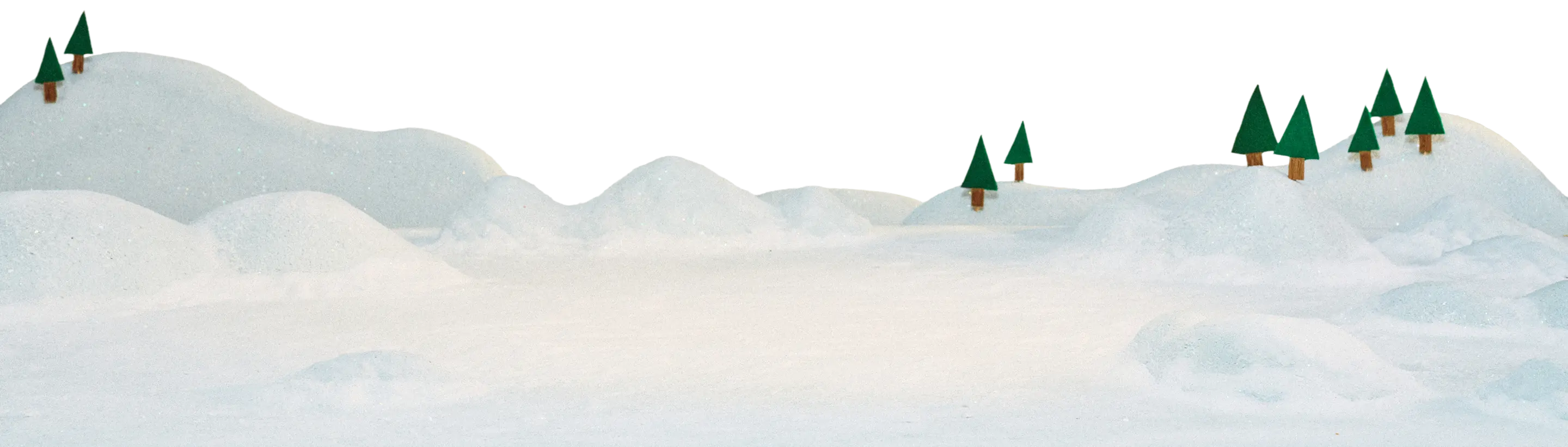 A group of mountains with Christmas trees